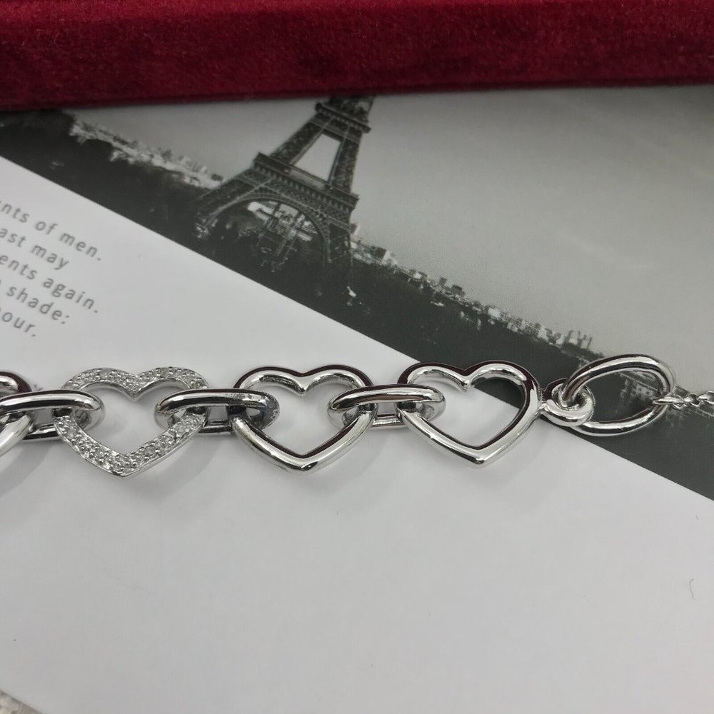 Authentic Affinity Diamonds Sterling Silver Hearts Bracelet - Picture 6 of 12